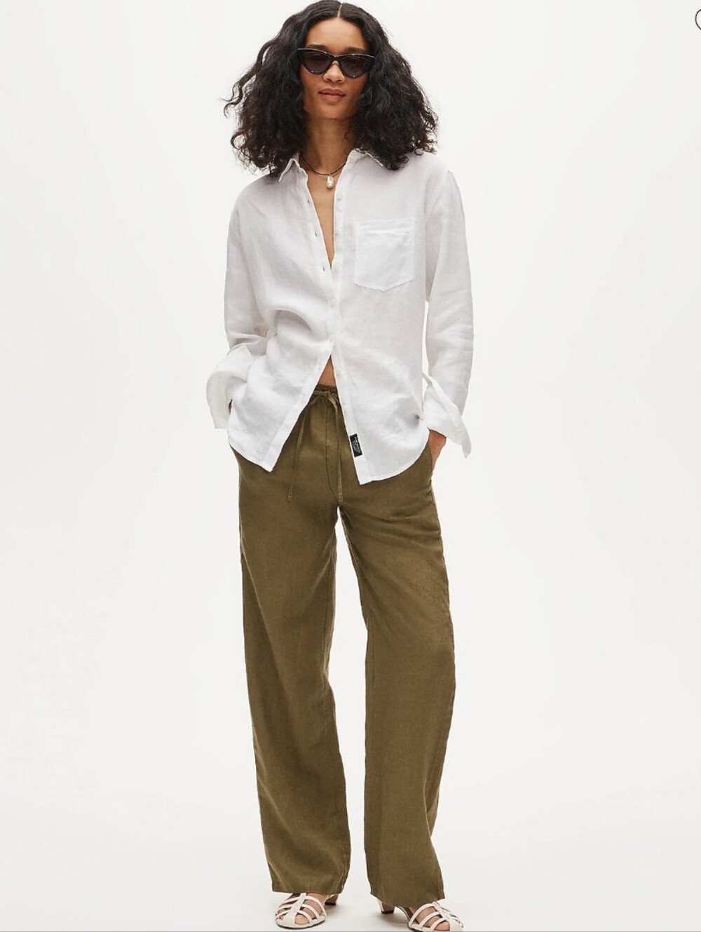 J. Crew City Fit Green Linen Pants